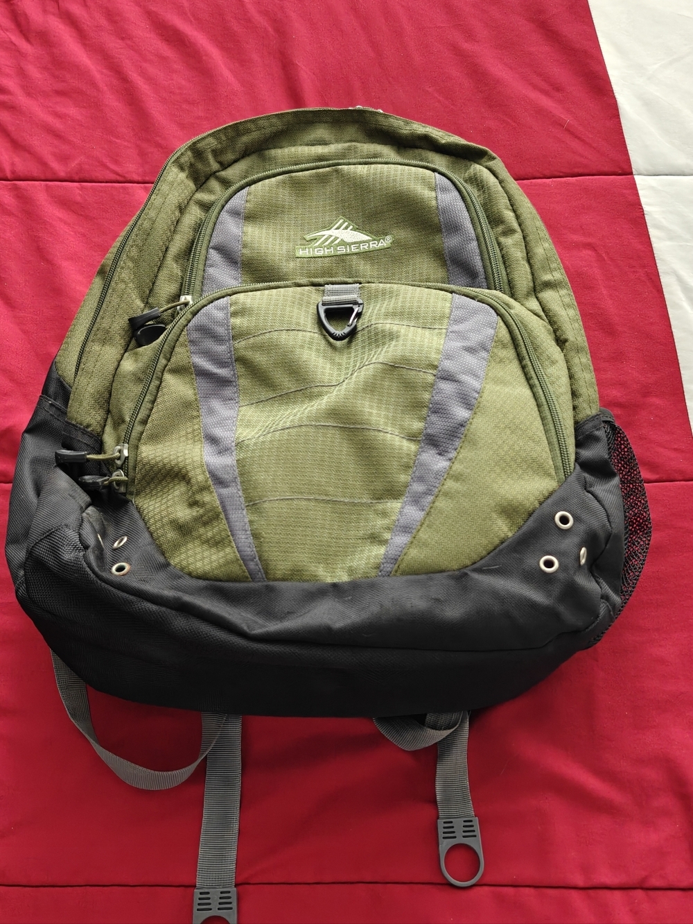 High Sierra Olive Green and Black Men's Backpack with Gray Accents